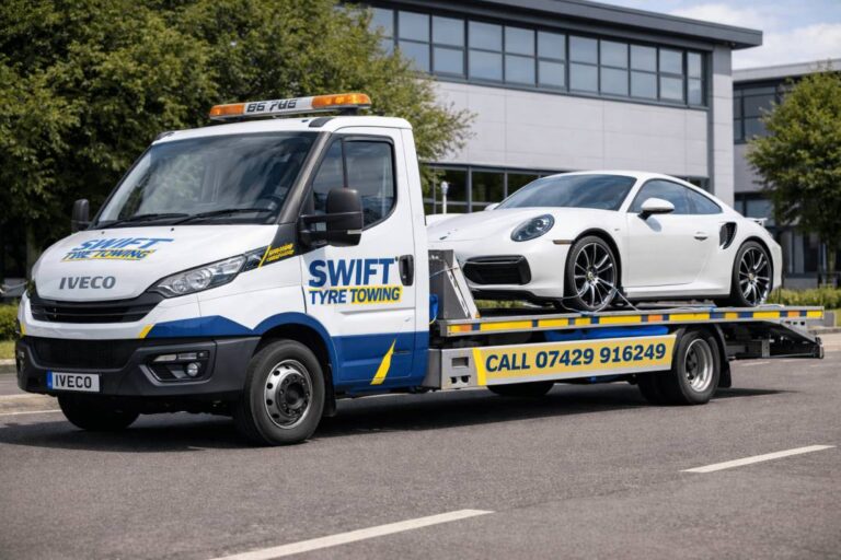 Swift Tyre Towing providing professional specialized transport for vehicles and machinery in the Manchester and Bury area.